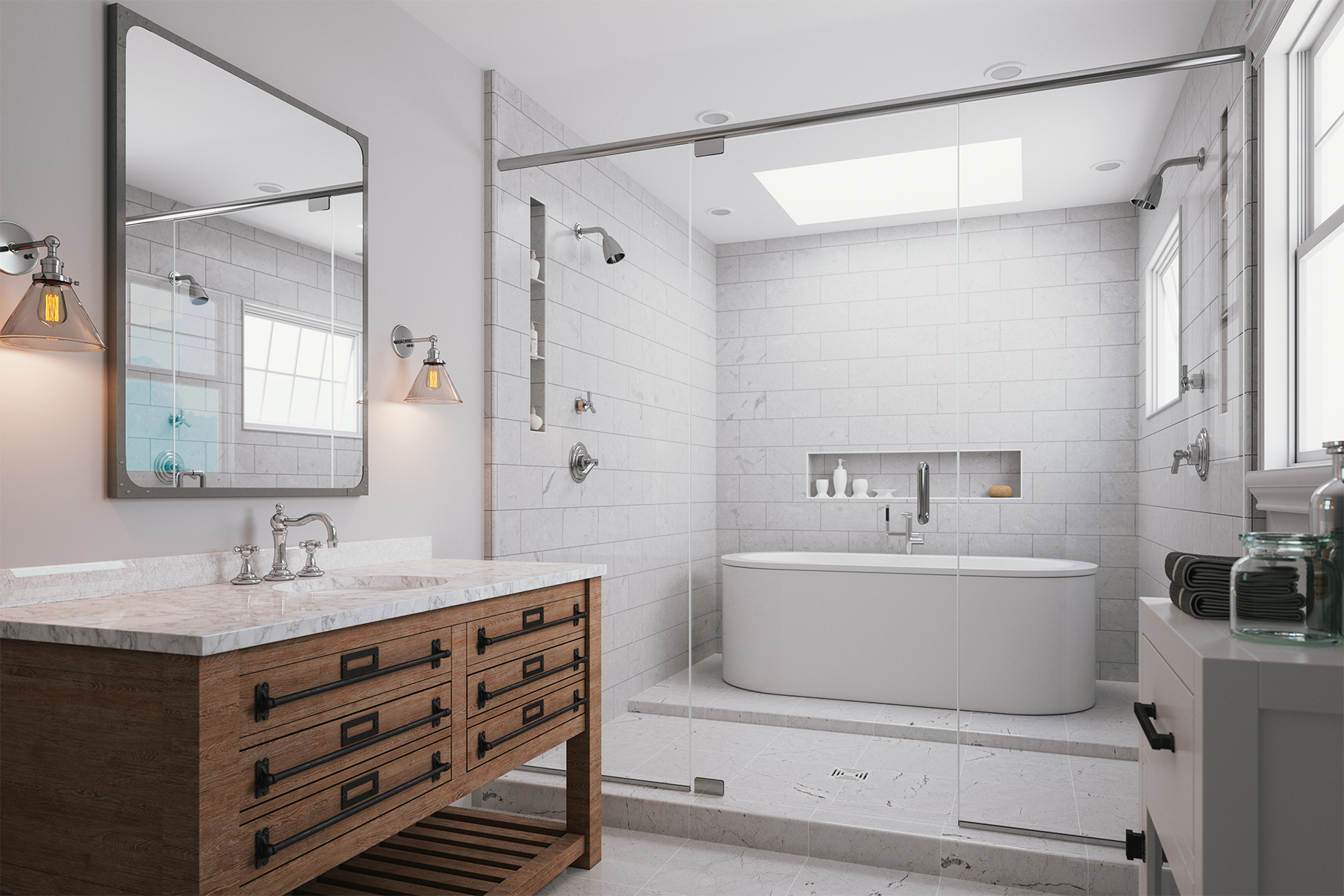 A modern bathroom after home renovation